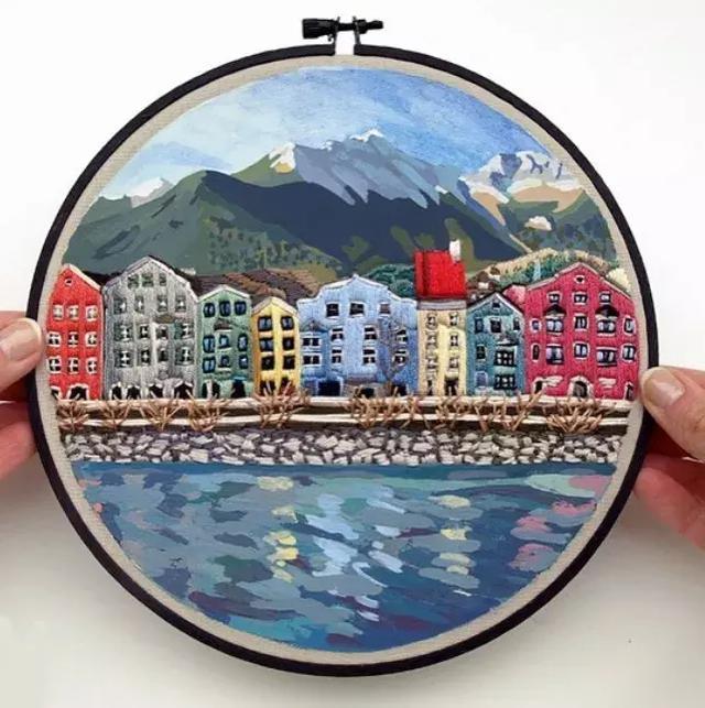 刺繡與水彩的結(jié)合，誕生出很有創(chuàng)意的作品